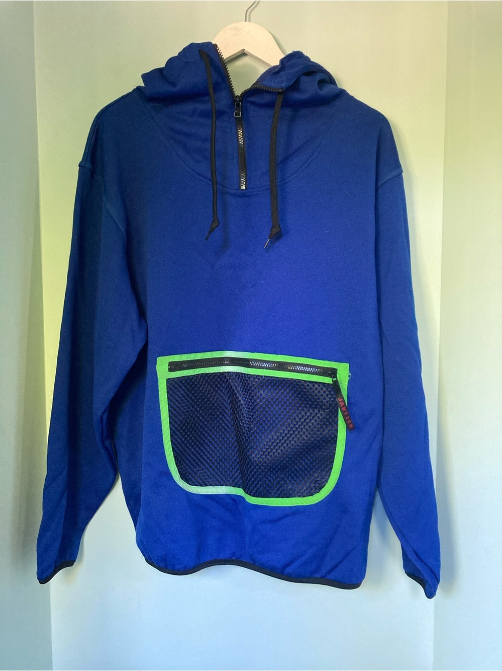 Jantzen Royal Blue Zip-Up Hoodie with Bright Green Trim